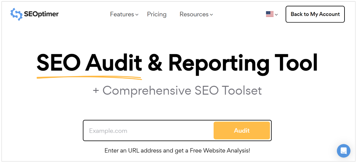 Strumento di audit SEO e reportistica SEOptimer per agenzie